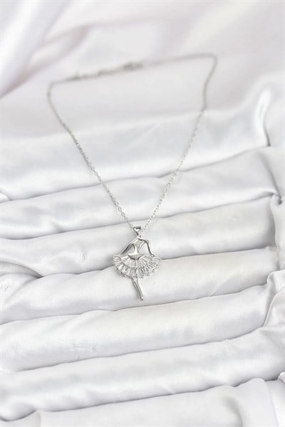 316L Çelik Gümüş Renk Balerin Model Kadın Kolye