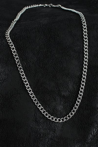 316L Çelik Klasik Zincir Model Gümüş Renk Erkek Kolye