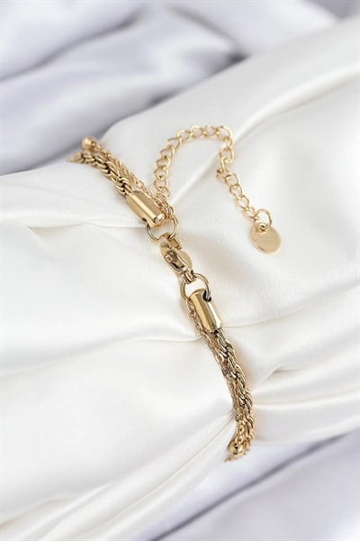 316L Çelik Nazar Boncuk Model Burgu Zincir Gold Renk Kadın Bileklik