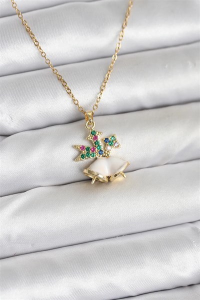 316L Çelik Zincir Gold Renk Chirtsmas Bell Model Yılbaşı Temalı Kadın Kolye