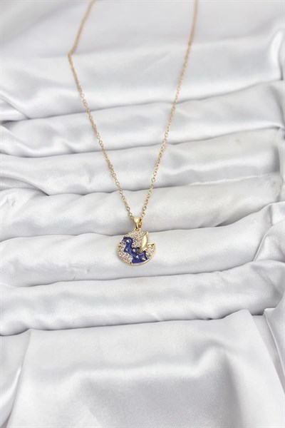 316L Çelik Zincir Gold Renk Gece Model Zirkon Taşlı Kadın Kolye