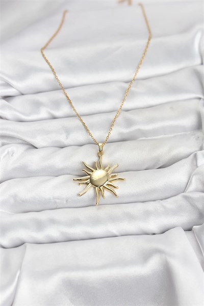 316L Çelik Zincir Gold Renk Güneş Model Kadın Kolye