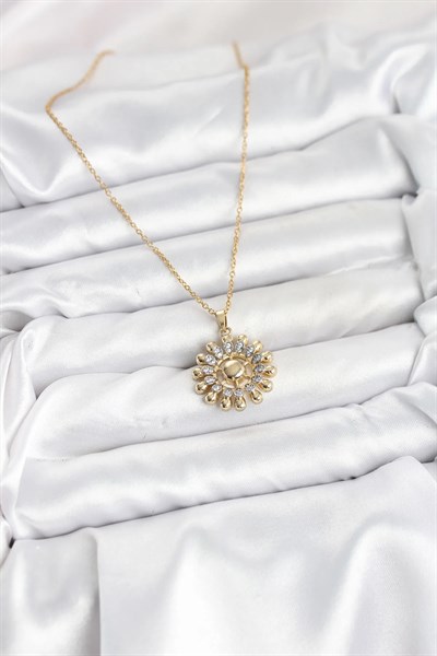 316L Çelik Zincir Gold Renk Güneş Model Kadın Kolye