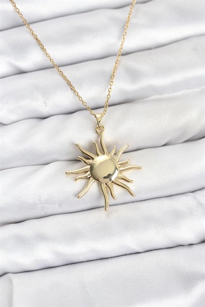 316L Çelik Zincir Gold Renk Güneş Model Kadın Kolye