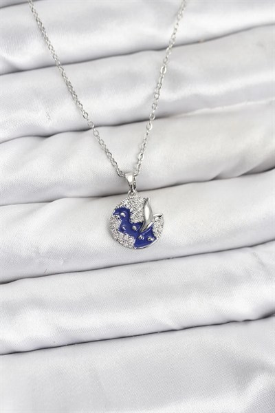 316L Çelik Zincir Gümüş Renk Gece Model Zirkon Taşlı Kadın Kolye