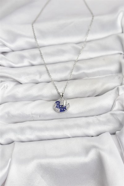 316L Çelik Zincir Gümüş Renk Gece Model Zirkon Taşlı Kadın Kolye