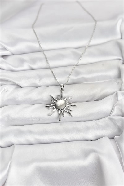 316L Çelik Zincir Gümüş Renk Güneş Model Kadın Kolye