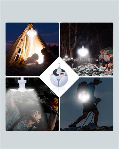 360 Derece Katlanabilir Solar LED Aydınlatma Çadır Lambası