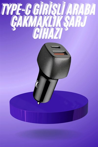 38W USB Type-C Girişli Oto Çakmaklık Araç İçi Hızlı Şarj Çakmaklık Şarj Aleti