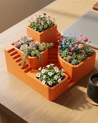 3D Baskı Çoklu Kaktüs ve Sukulent Saksı Seti Şık Tasarım Dekoratif Bitki Düzenleyici