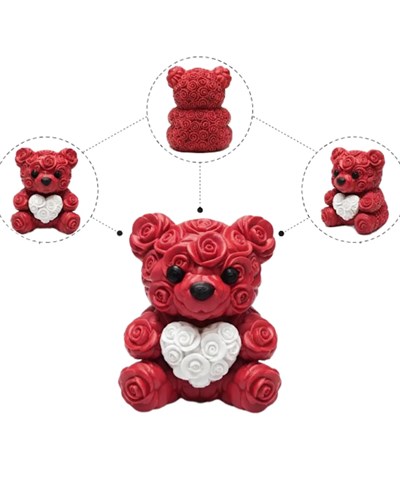 3D Baskı Kalpli Ayıcık 10cm Romantik Masaüstü Dekor