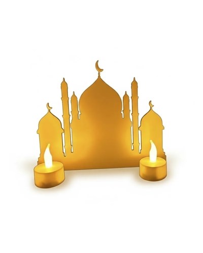 3D Cami Siluet Dekor 2 Pilli Mum Dahil Ramazan Masa Üstü