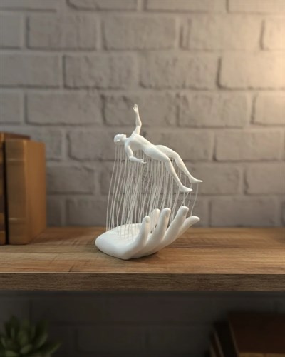 3D El Formlu İnsan Figürü Beyaz Modern Ev ve Ofis Dekoru