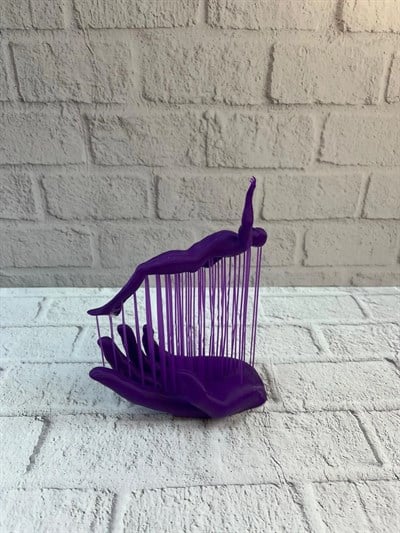 3D El Formlu İnsan Figürü Mor Özgün Sanat Biblosu 12x18 cm