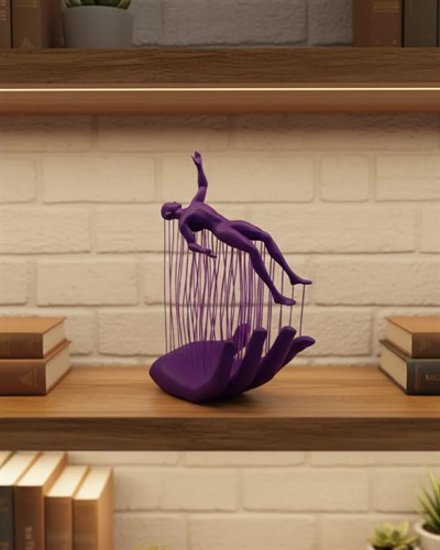 3D El Formlu İnsan Figürü Mor Özgün Sanat Biblosu 12x18 cm