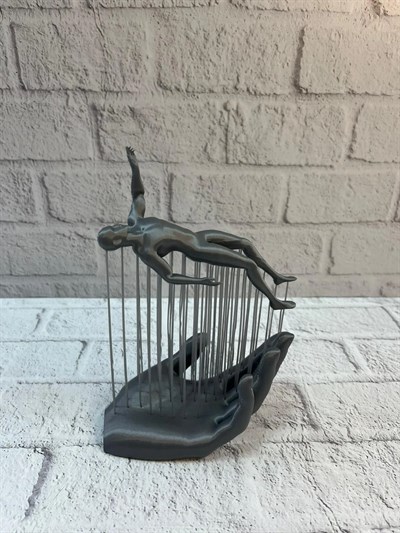 3D El İnsan Figürü Gri Soyut Modern Dekoratif Biblo