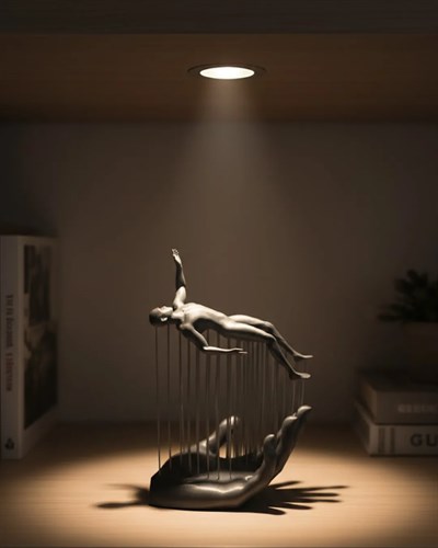 3D El İnsan Figürü Gri Soyut Modern Dekoratif Biblo