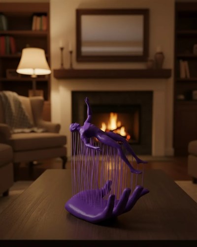 3D El İnsan Figürü Mor Modern Sanatsal Dekoratif Biblo 12x18 cm