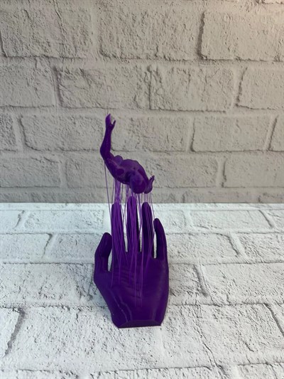 3D El İnsan Figürü Mor Modern Sanatsal Dekoratif Biblo 12x18 cm