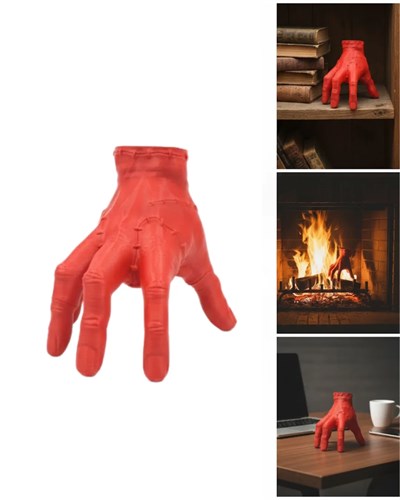 3D Kırmızı El Biblo 17x16 cm Sanatsal ve Dikkat Çekici Dekor