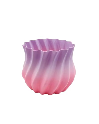 3D Kıvrımlı Pembe Lila Vazo Modern Dekoratif Şık Ev Aksesuarı