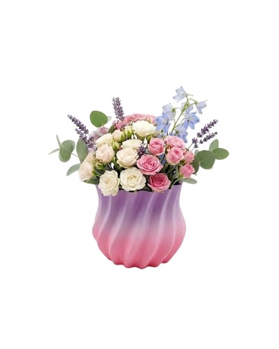 3D Kıvrımlı Pembe Lila Vazo Modern Dekoratif Şık Ev Aksesuarı