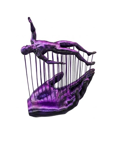 3D Mor İnsan Figürü Dekoratif Duvar ve Masa Üstü Sanat Objesi