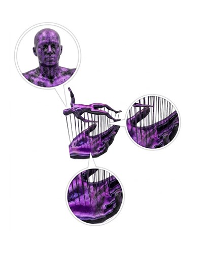 3D Mor İnsan Figürü Dekoratif Duvar ve Masa Üstü Sanat Objesi