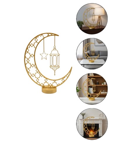 3D Ramazan Dekor Özel Baskı Hilal Yıldız Masa Üstü