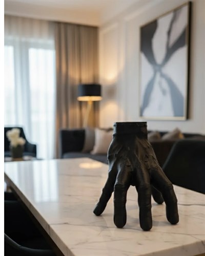 3D Siyah El Heykeli 17x16 cm Raf ve Masa Üstü Dekor