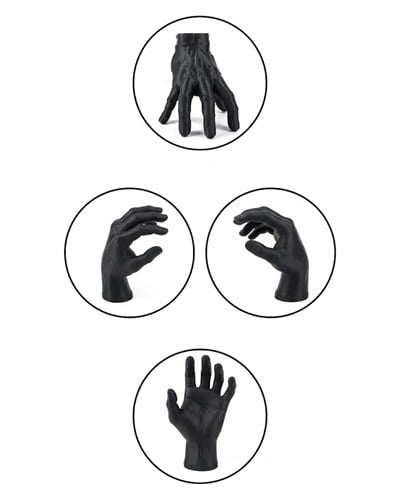 3D Siyah El Heykeli 17x16 cm Raf ve Masa Üstü Dekor