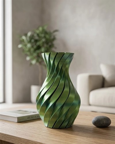 3D Spiral Yeşil Vazo Modern Tasarım Dekoratif Ev Aksesuarı