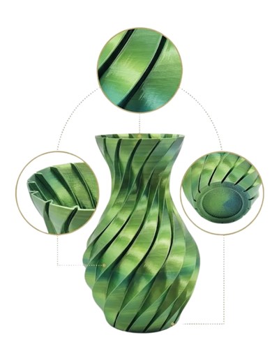 3D Spiral Yeşil Vazo Modern Tasarım Dekoratif Ev Aksesuarı