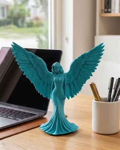 3D Turkuaz Melek İnsan Biblo Estetik Dekoratif Obje
