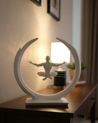 3D Zen Heykeli Ay Formlu Meditasyon Yapan İnsan Figürü Dekor