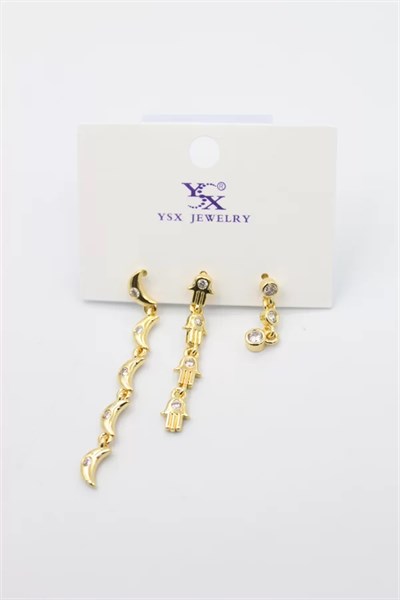 3lü Ay Küpe - Altın