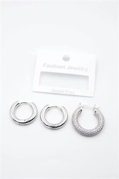 3lü Halka Küpe - Gümüş