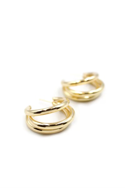 3lü Halka Küpe -Büyük Boy - Altın