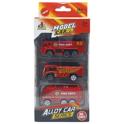 3lü İş Makinaları Road Seti - Die Cast - DS044 - İtfaiye