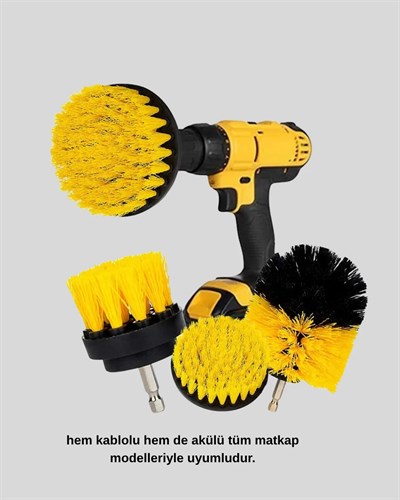 3’lü Matkap Temizlik Fırçası Seti – Banyo, Mutfak ve Araç Jantı İçin Etkili