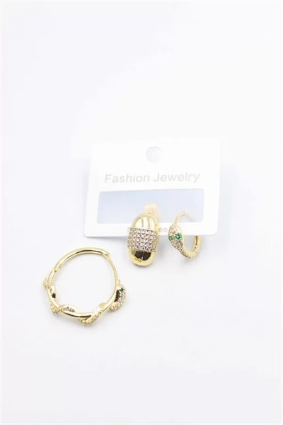 3lü Yılan Küpe - Altın