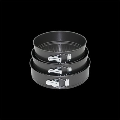 3lü Yuvarlak Metal Kelepçeli Kek Kalıp Seti 24-26-28 cm