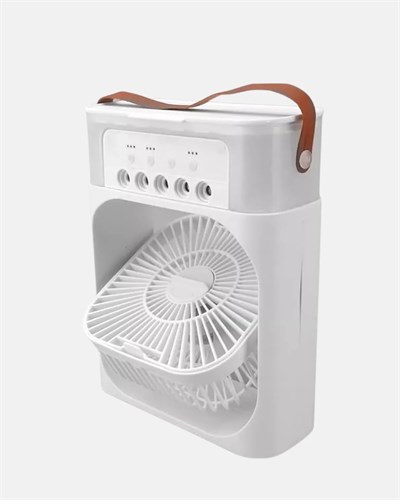 3’ü 1 Arada Mini Klima Fan USB Şarjlı, 7 Renk Gece Lambalı ve Nemlendirici