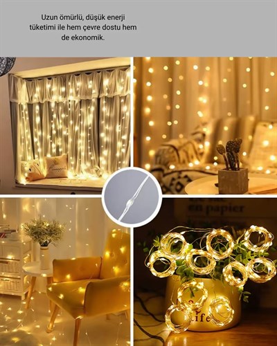 3x3 Metre Perde LED Işık Sıcak Şelale Tasarım Dekoratif Aydınlatma