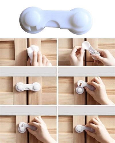 4 Adet Bebek Güvenlik Dolap Kilidi Çift Taraflı Bantlı Kolay Montajlı Emniyet Seti