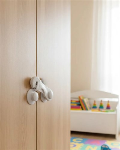 4 Adet Çocuk Güvenliği Dolap Kilidi Yapışkanlı Pratik Kullanım Ev İçi Koruma