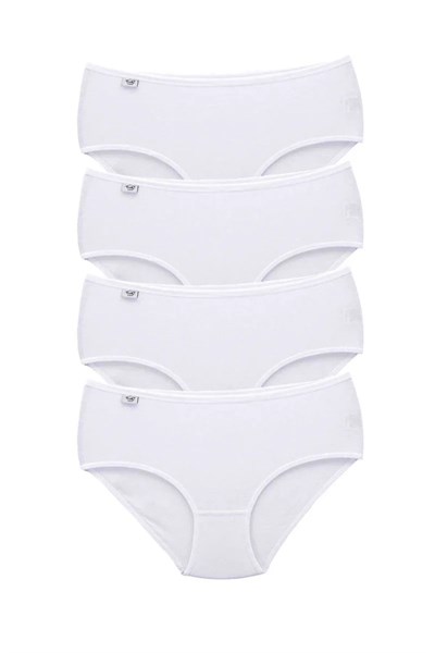 4 Adet Tutku Kadın Yüksek Bel Bato İnce Lastik Külot Beyaz