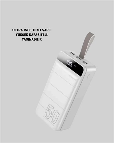 4 Cihazı Aynı Anda Şarj Edebilen Güçlü Powerbank 50000 mAh