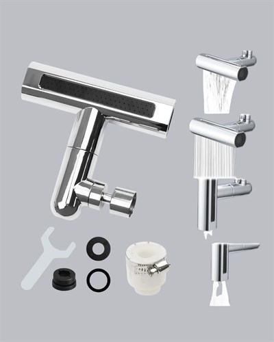 4 Fonksiyonlu Musluk Başlığı 360 Derece Dönebilen ve Su Tasarruflu