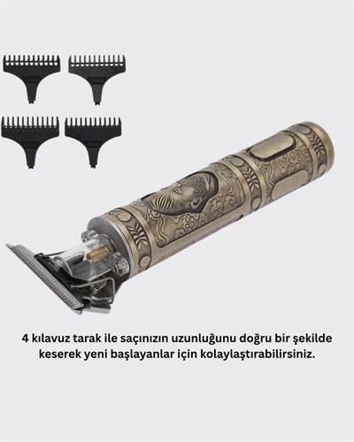 4 Kılavuz Taraklı Profesyonel Saç ve Sakal Kesme Makinesi